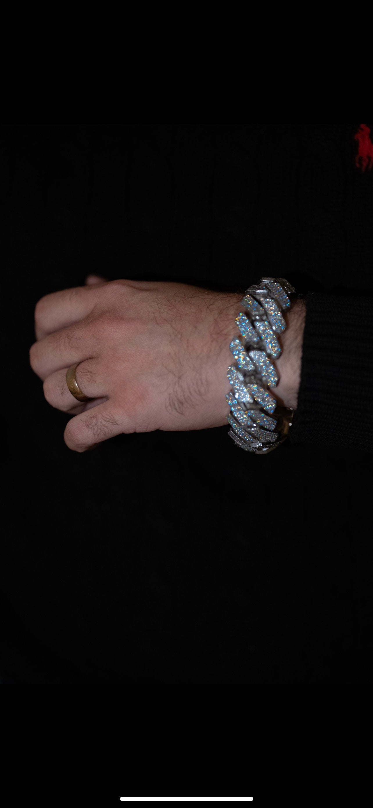 25MM Cuban Link Bracelet (White/Silver + Moissanite)