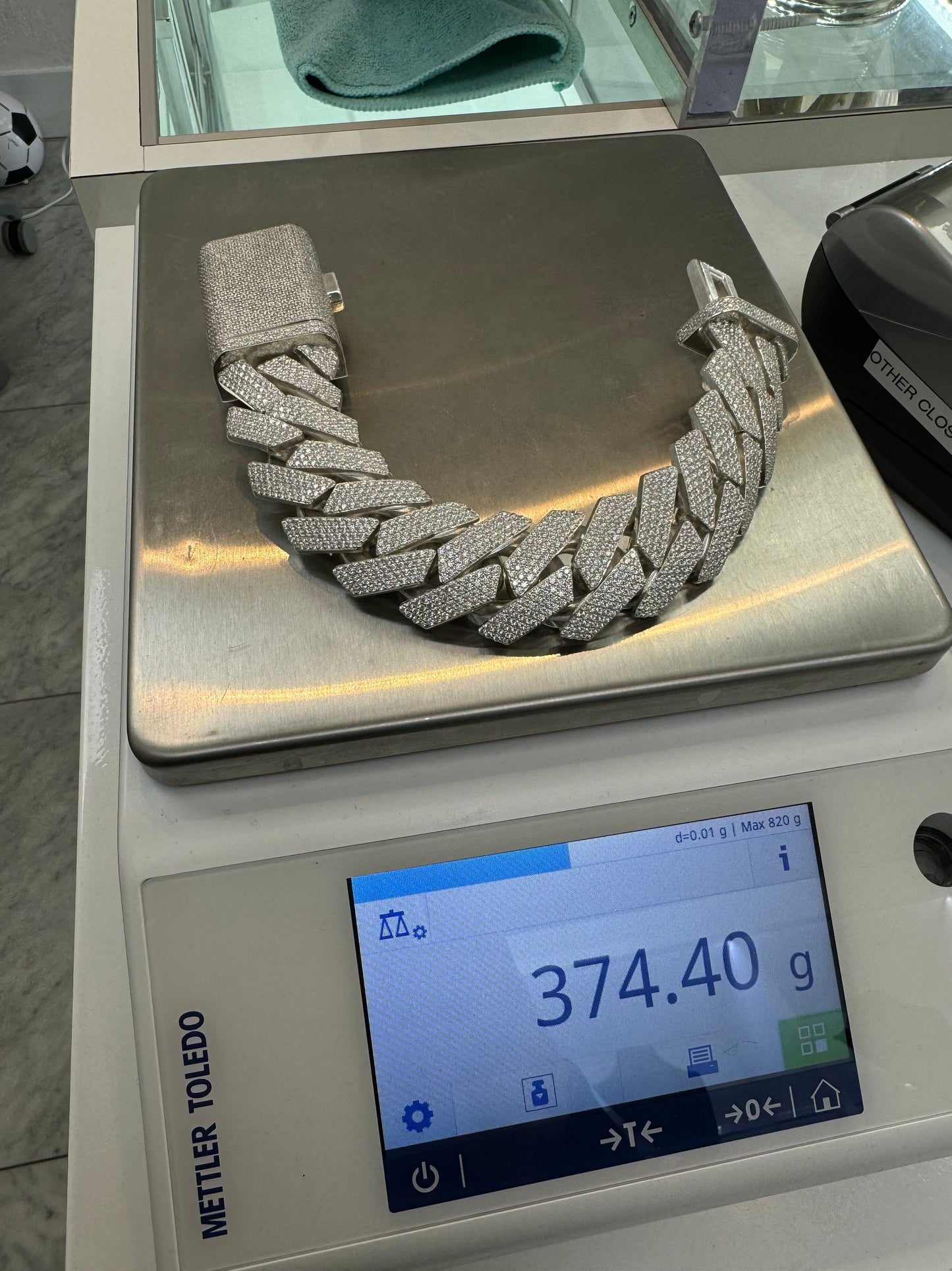 25MM Cuban Link Bracelet (White/Silver + Moissanite)