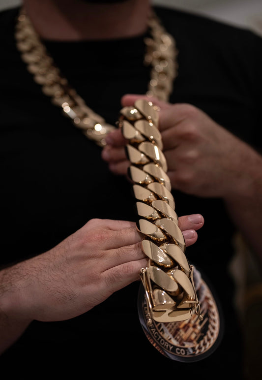 40MM Cuban Link Bracelet (Yellow Gold over Silver) chain not included