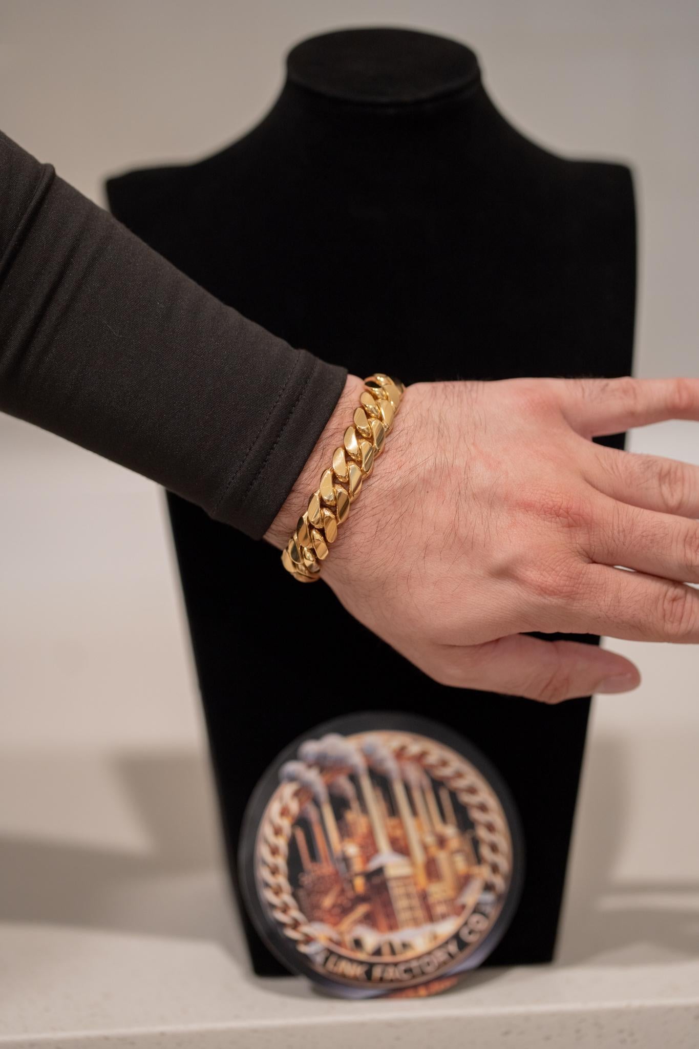 14MM 8 INCH Cuban Link Bracelet (Gold over Silver)