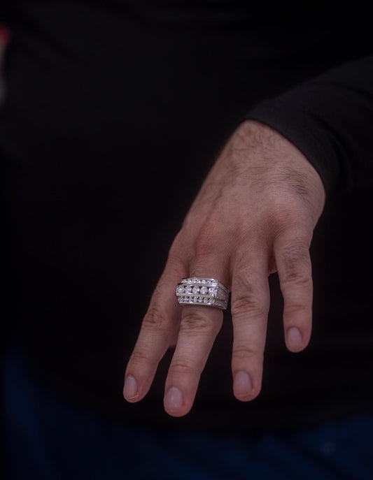 Men’s Luxury Ring – White Gold over Solid Silver (Made to Order)