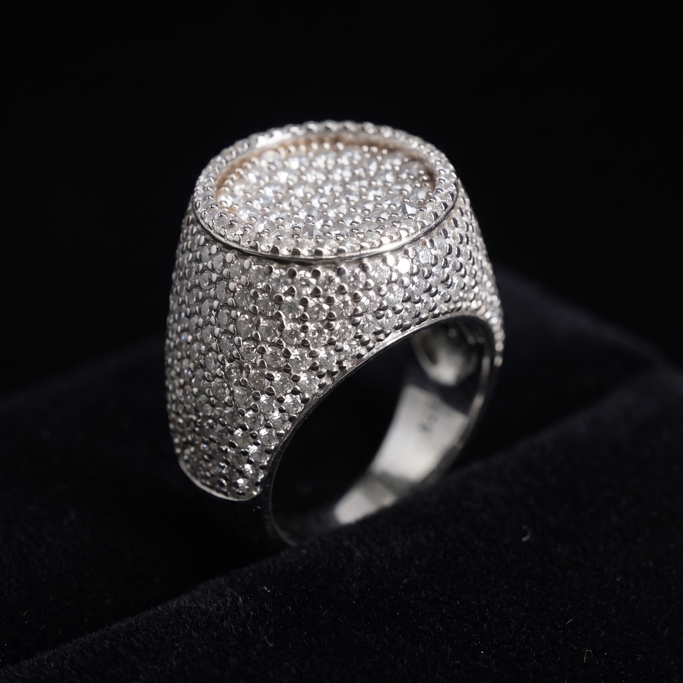 Iced out moissanite ring