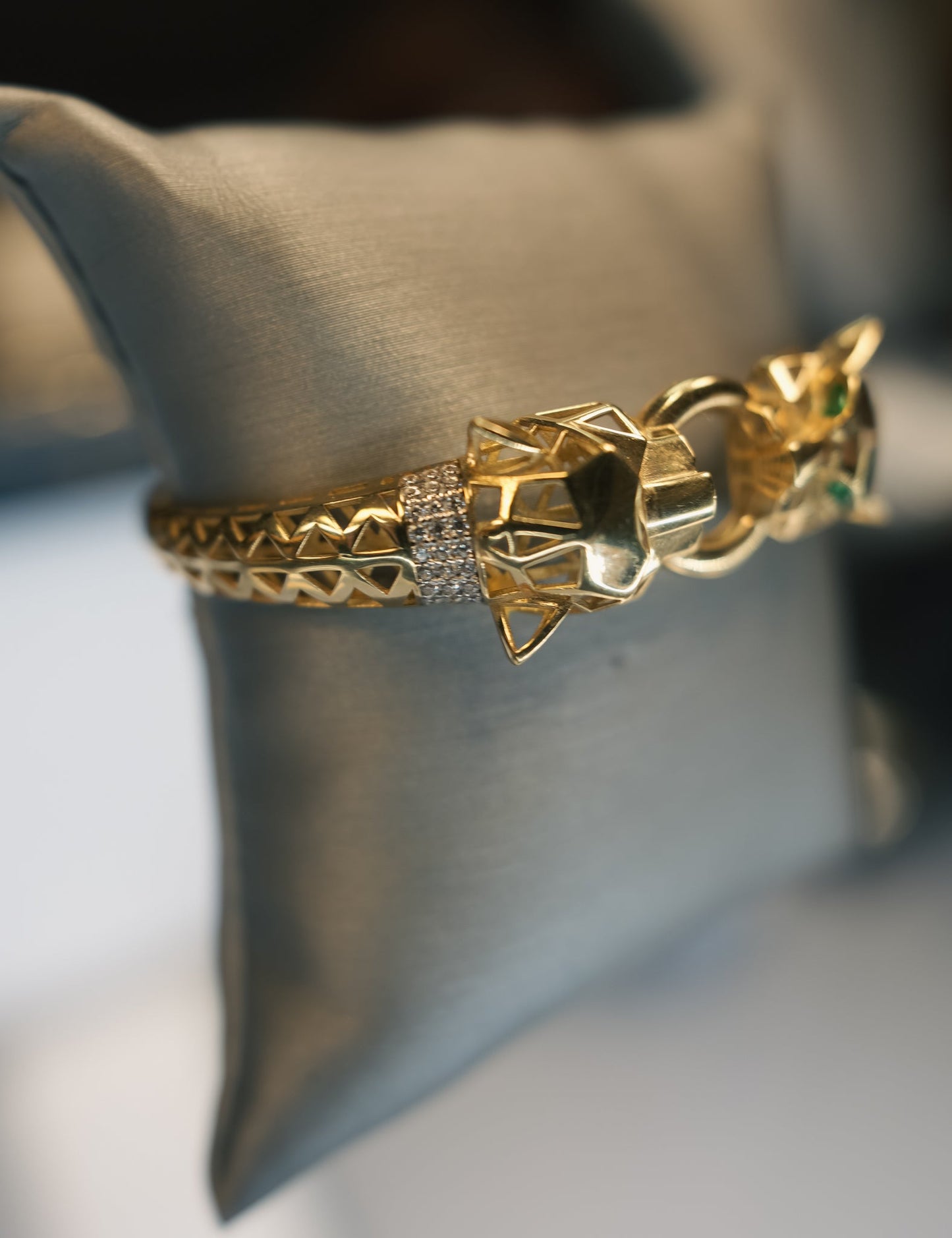 10kt Panther Bangle Bracelet