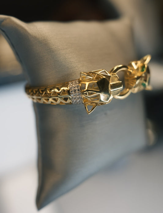 10kt Panther Bangle Bracelet