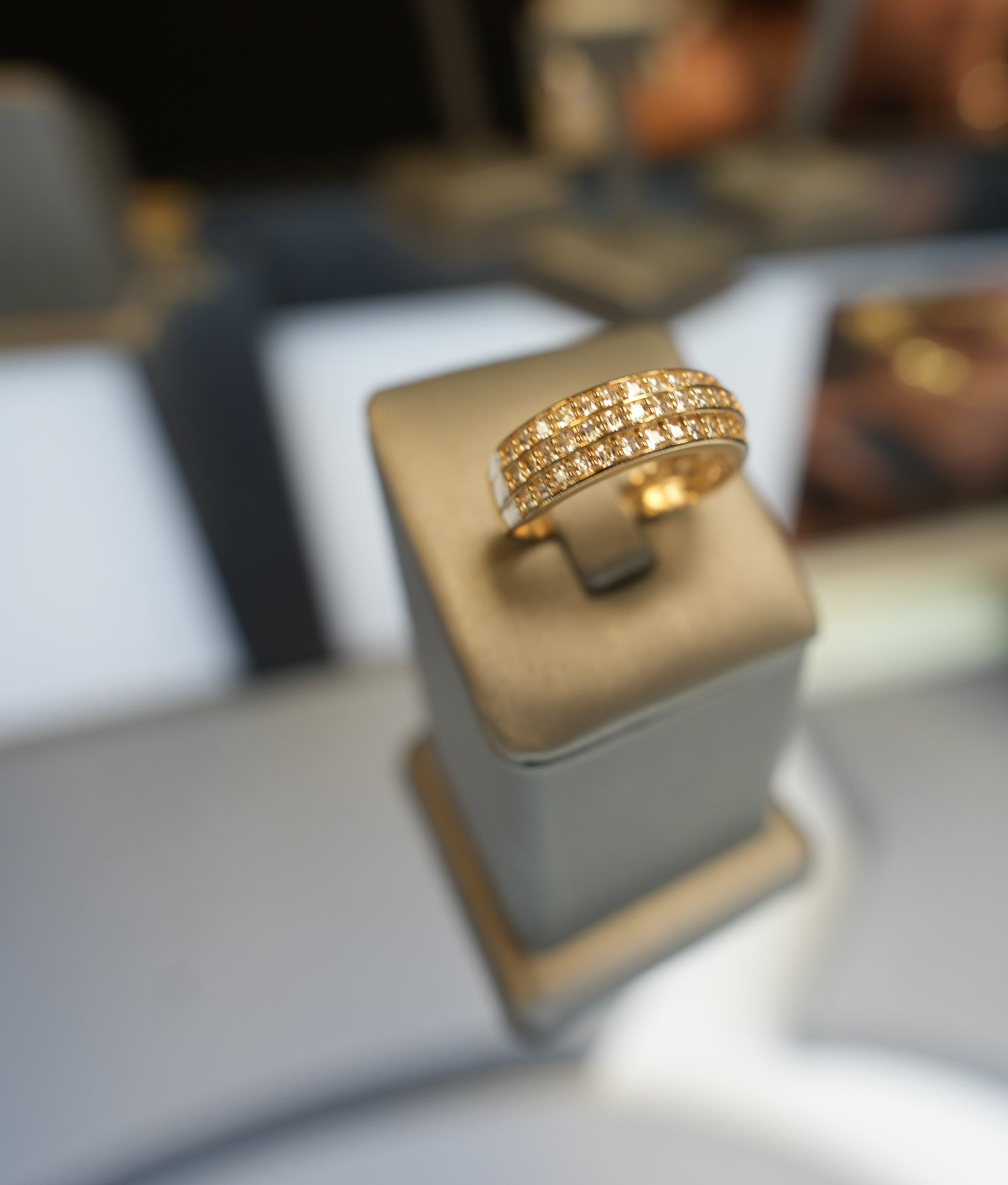 10kt Unisex Three-Row CZ Wedding Band