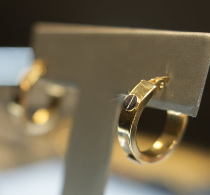 10kt 3D Screw Hoop Earrings