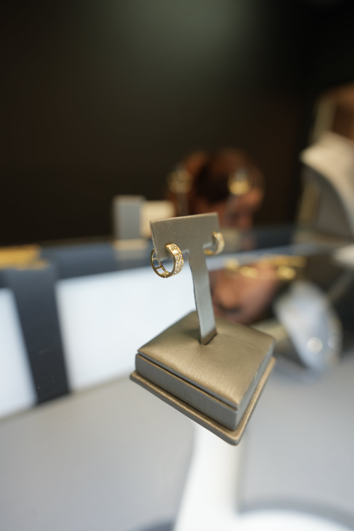 10kt Double Row CZ Hoop Earrings