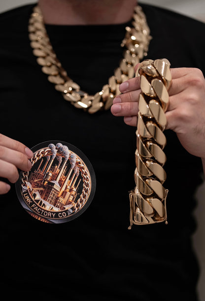 40MM Cuban Link Bracelet (Yellow Gold over Silver) chain not included