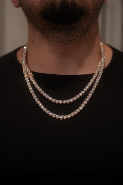 6MM 22” Tennis Chain – VVS1 Moissanite (Rose Gold over Silver)