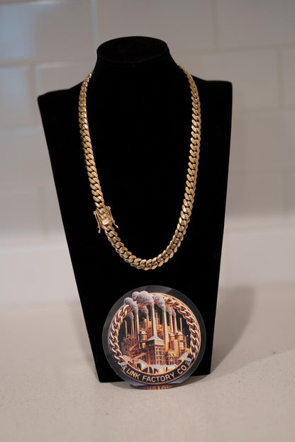 11MM 24” Cuban Link Chain – Gold over Solid Silver (No Stones)