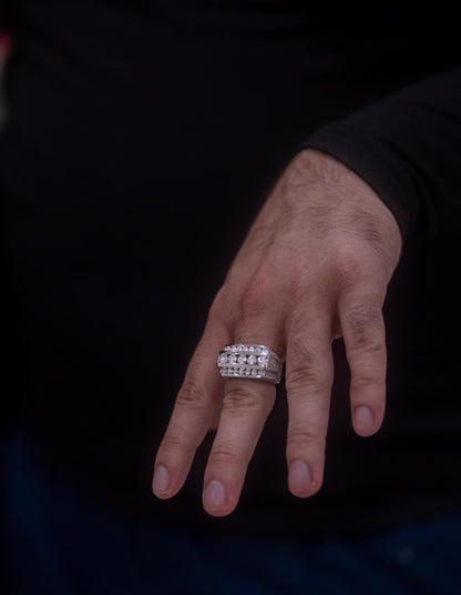 Men’s Luxury Ring – White Gold over Solid Silver (Made to Order)