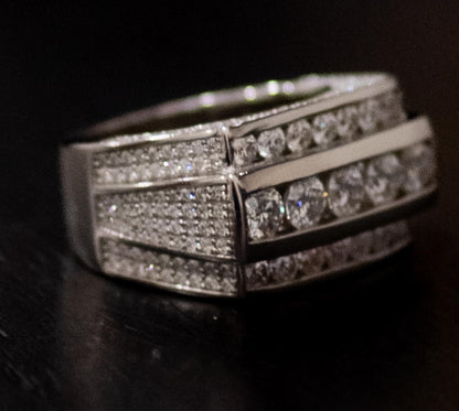 Men’s Luxury Ring – White Gold over Solid Silver (Made to Order)